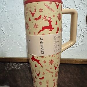 Cream and Red Reindeer Mug